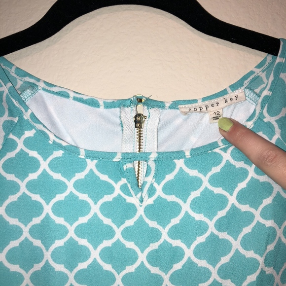 Copper Key Romper Kids Girls Blue White Teal Aqua - Picture 5 of 8